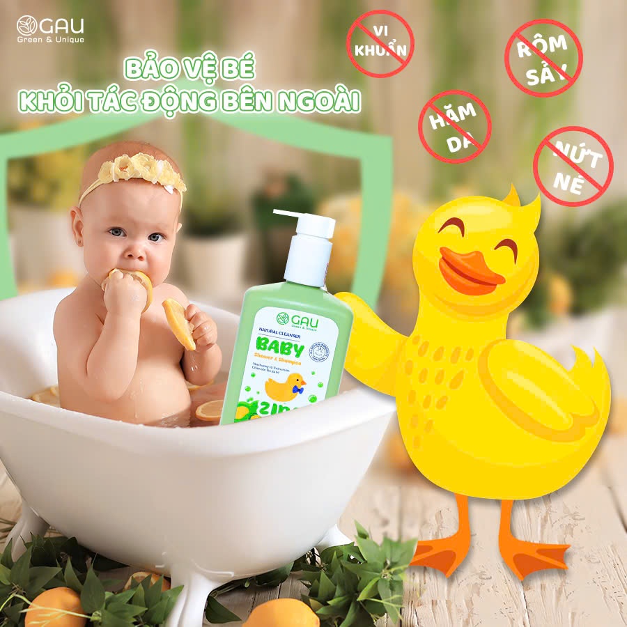 Sữa tắm Bé An Lành Hoàn toàn Tự Nhiên hương Dâu 250ml _chính hãng GAU dành cho trẻ từ 0 tuổi