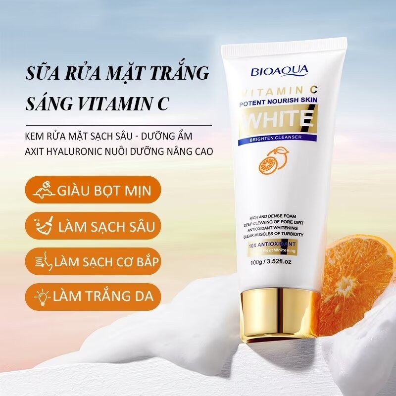 sữa rửa mặt cho nữ làm trắng da sửa rửa mặt nữ da khô nhạy cảm sữa rửa mặt tuổi dậy thì da dầu mụn Vitamin C 100g