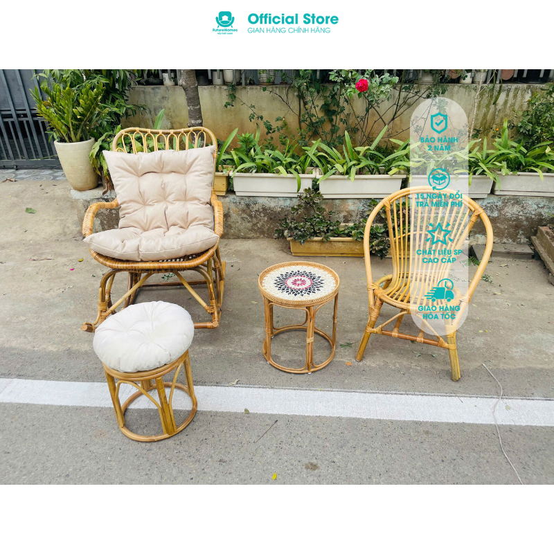 Sử Dụng Chiếc Ghế Bập Bênh Mây Tự Nhiên Futurehomes Thư Giãn Cho Người Lớn Tuổi Trong Đời Sống