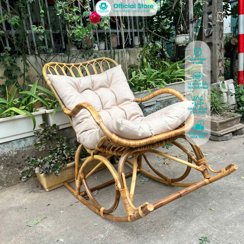 Sản Phẩm Ghế Bập Bênh Mây Tự Nhiên Futurehomes Thư Giãn Cho Người Lớn Tuổi - Ghế Bập Bênh Mây Tự Nhiên Futurehomes Th...