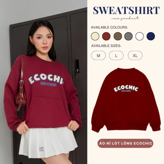 Áo Nỉ Sweater ECOCHIC NEWVIBES Chất Liệu Nỉ Lông Nhân Tạo Siêu Giữ Ấm Có Túi Unisex Nam Nữ Chính Hãng B125
