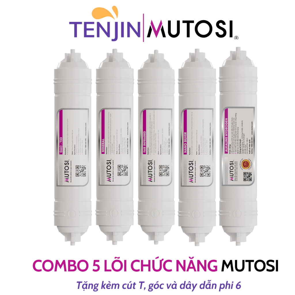Combo 5 Lõi Lọc Nước Chức Năng Mutosi T33 Min Far Nano AlkaGiúp Bổ Sung Khoáng Chất, Cân Bằng pH Và Tạo Vị Cho Nước,....