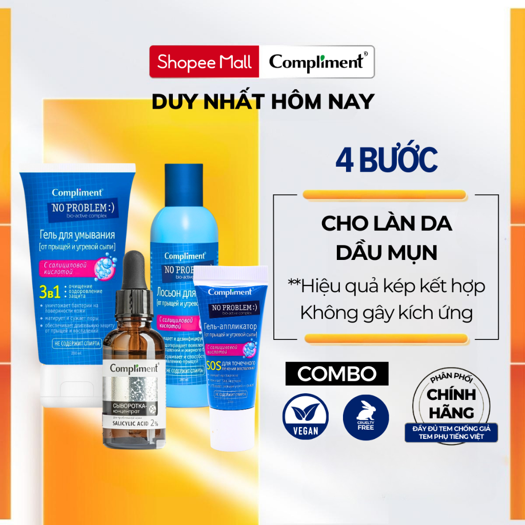 Ảnh Bộ Chăm Sóc Da Giảm Sưng Viêm Mụn, Tẩy Da Chết BHA Salicylic Compliment 1