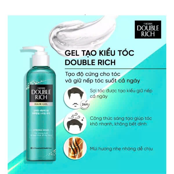 Ảnh Gel Tạo Kiểu Double Rich Strong Giữ Nếp Hair Gel 250ml - Gel Vuốt Giữ Nếp Tóc 3
