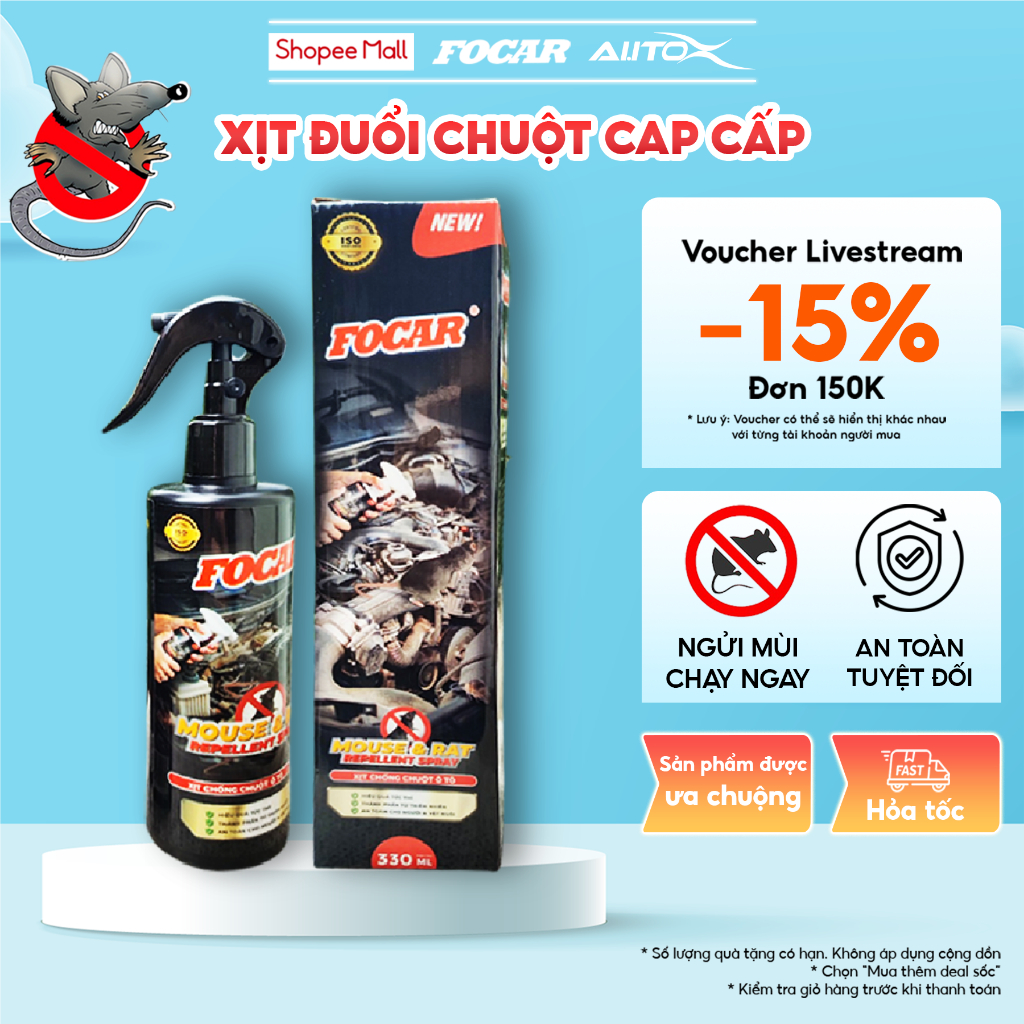 [Outlet S2] Xịt đuổi chuột ô tô Focar phướng pháp kích thích khứu giác đuổi chuột hiệu quả an toàn ngăn chặn chuột