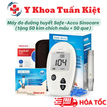 ✅ Máy đo đường huyết Safe-Accu Sinocare tặng ngay hộp 50 que thử + 1 hộp kim chích máu Chính hãng