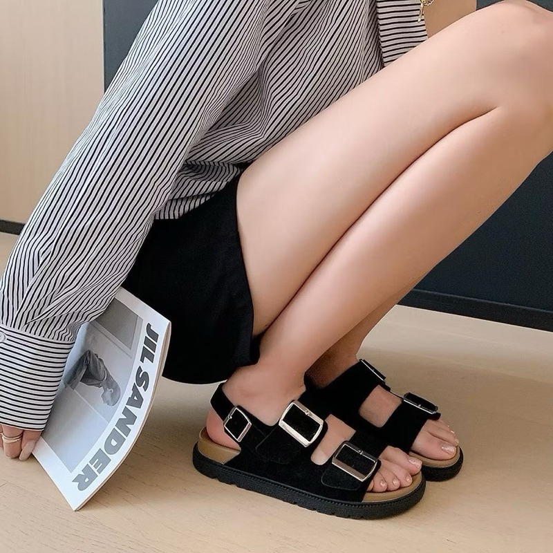 Dép Sandal Quai Ngang Phối Khoá Thời Trang