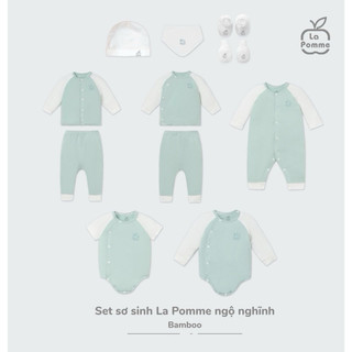 La pomme SS2024 Set sơ sinh La pomme ngộ nghĩnh - màu xanh cho bé