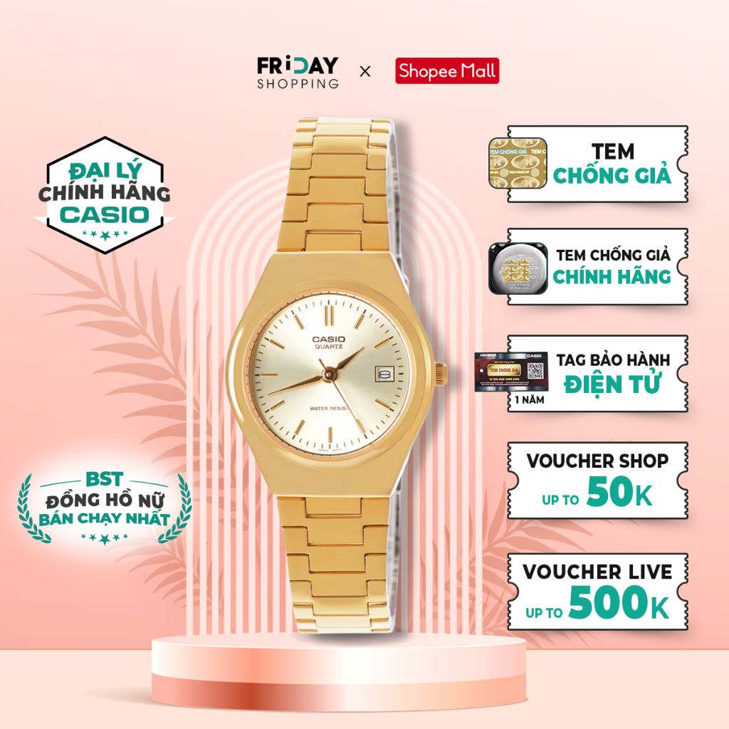 Ảnh Đồng Hồ Casio Nữ LTP-1170N-9ARDF Mặt Tròn Dây Kim Loại Chính Hãng 1