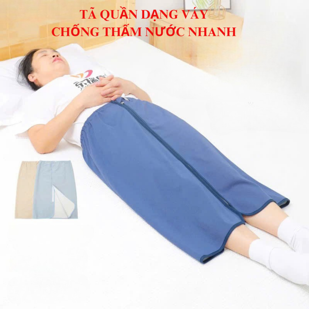 Tã dạng chân váy, quần chống thấm nước tiểu vải cotton, Tấm lót tã có thể đeo được cho người lớn