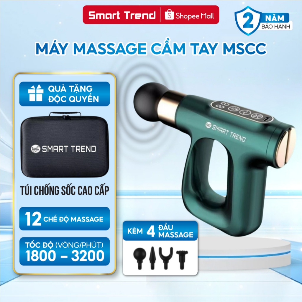 Máy massage cầm tay đấm lưng có chức năng xung điện 4 đầu 12 chế độ cao ...
