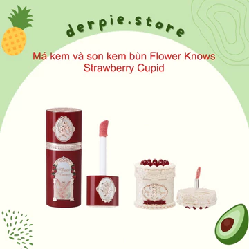 Má hồng kem và son kem bùn Flower Knows Strawberry Cupid - BST 2025