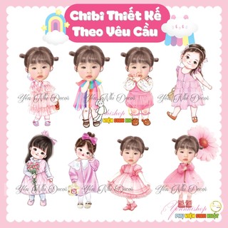 Chibi sinh nhật, thôi nôi cho bé gái. FREE Thiết kế - gửi mẫu trước khi in Yến Nhi Shop