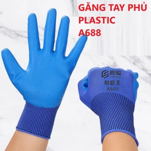 {06 ĐÔI} Găng tay bảo hộ lao động phủ plastic A688, găng tay 688, găng tay lao động