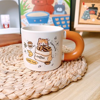 Cốc Ly Sứ Uống Nước Hình Mèo Cafe Quai Nâu 400ml Quà Tặng Đáng Yêu MEILI STORE