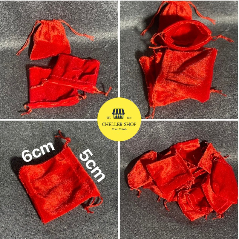 1 bọc 50 túi nhung đỏ túi rút cở nhỏ 5x6cm | Shopee Việt Nam