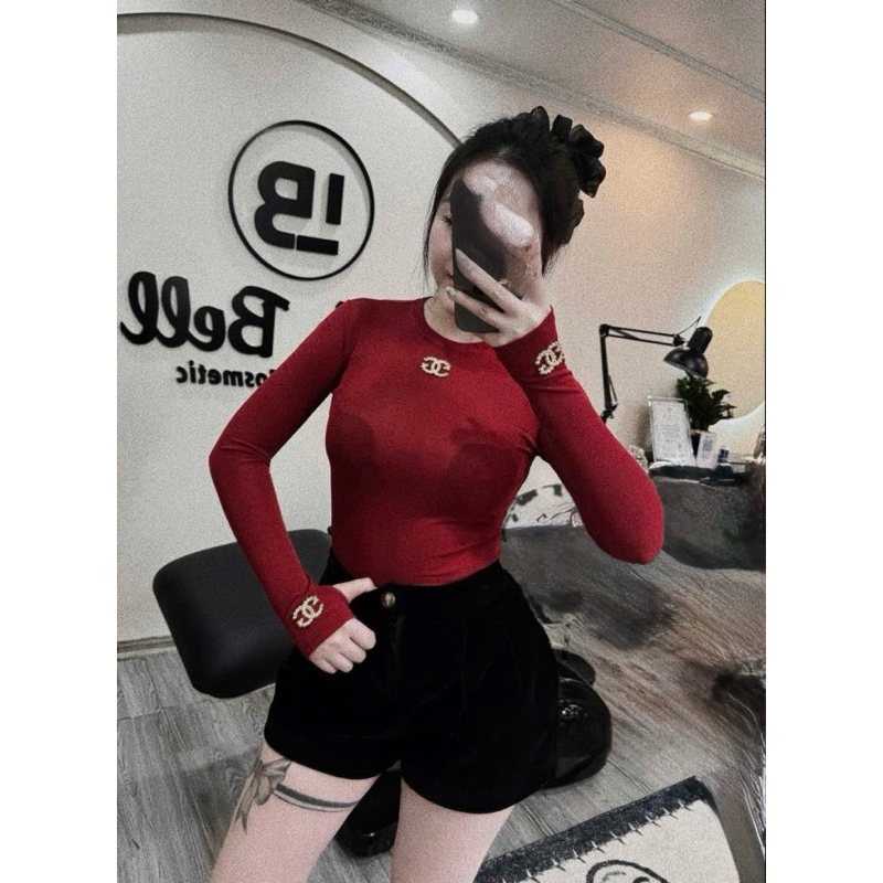 Áo thun body dáng dài phối tang mix đồ siu hách dáng hàng có sẵn