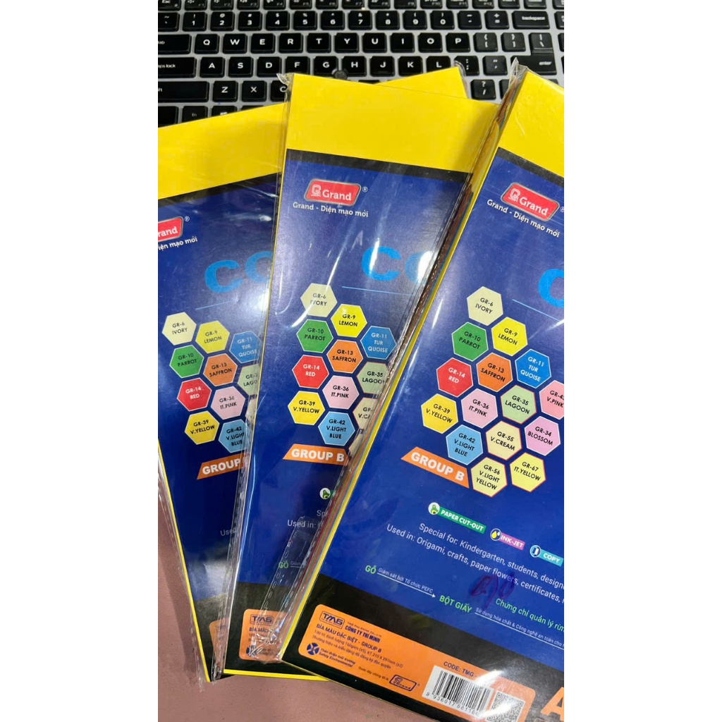 Bìa A4 trộn 5 màu cơ bản Nhập khẩu INDO PGrand 160gsm - VPP BI BI