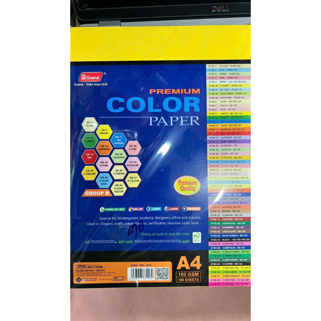 Bìa A4 trộn 5 màu cơ bản Nhập khẩu INDO PGrand 160gsm - VPP BI BI