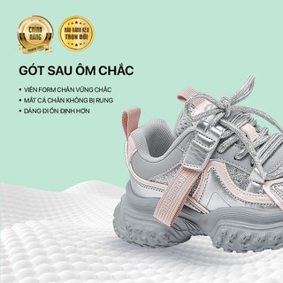 Giày thể thao dành cho bé HOBIBEAR E151251021 xám có đế EVA cao 4cm và kim tuyến lung linh