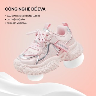 Giày thời trang cho bé gái HOBIBEAR E151251021 hồng kim tuyến có quai dán, đế EVA cao 4cm siêu nhẹ