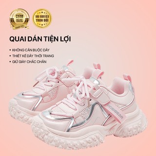 Giày thời trang cho bé gái HOBIBEAR E151251021 hồng kim tuyến có quai dán, đế EVA cao 4cm siêu nhẹ
