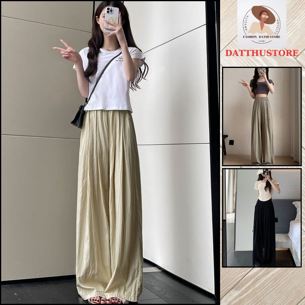 Quần Ống Rộng Cạp Chun  DATTHUSTORE Quần Nữ Chất Đũi Nhoăn Nữ Có Thể Mặc Đi Làm Đi Chơi ( MS55 )