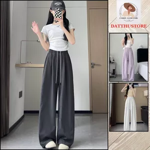 Quần ống rộng nữ quần gió cạp chun vải đũi cao cấp lên dáng siêu xinh (Datthustore - MS56)
