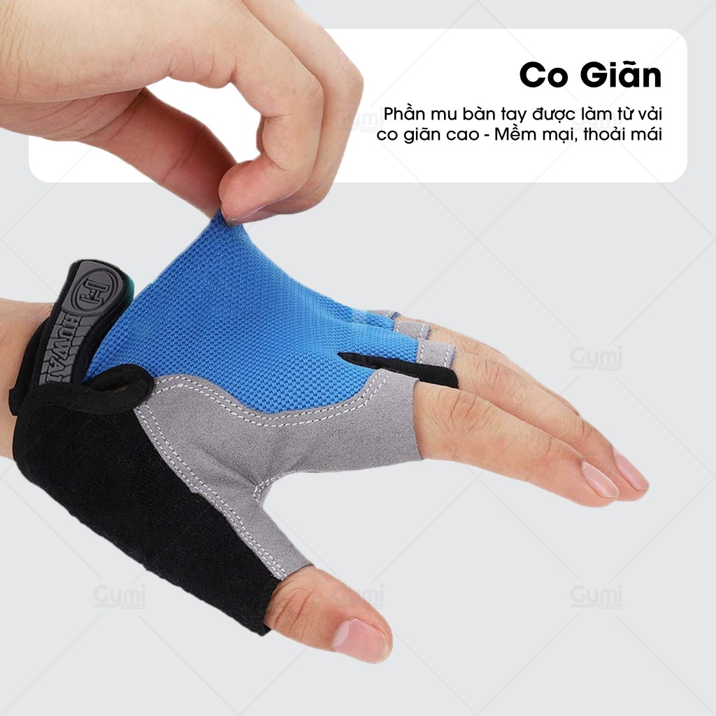 Găng Tay Huwai Silicon Nửa Ngón Chống Trượt Tập Gym, Thể Thao, Đi Xe Đạp Nam Nữ - GT-HuwaiSilicone