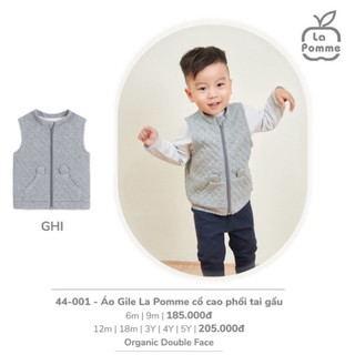La Pomme 44001 gile cao cổ phối tai gấu 6m-5y AW2023
