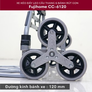Xe kéo đẩy leo cầu thang FUJIHOME CC-6120 có 6 bánh rút, tải trọng 100 - 150kg, gấp gọn tiện lợi