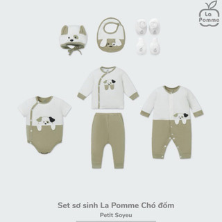 La pomme set sơ sinh La Pomme Chó đốm Xanh (Olive) cho bé sơ sinh
