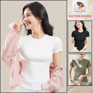 Áo thun ngắn tay cổ tròn phổ biến dành cho nữ mùa hè 2025 ôm dáng đa năng (datthustore - ms59 )