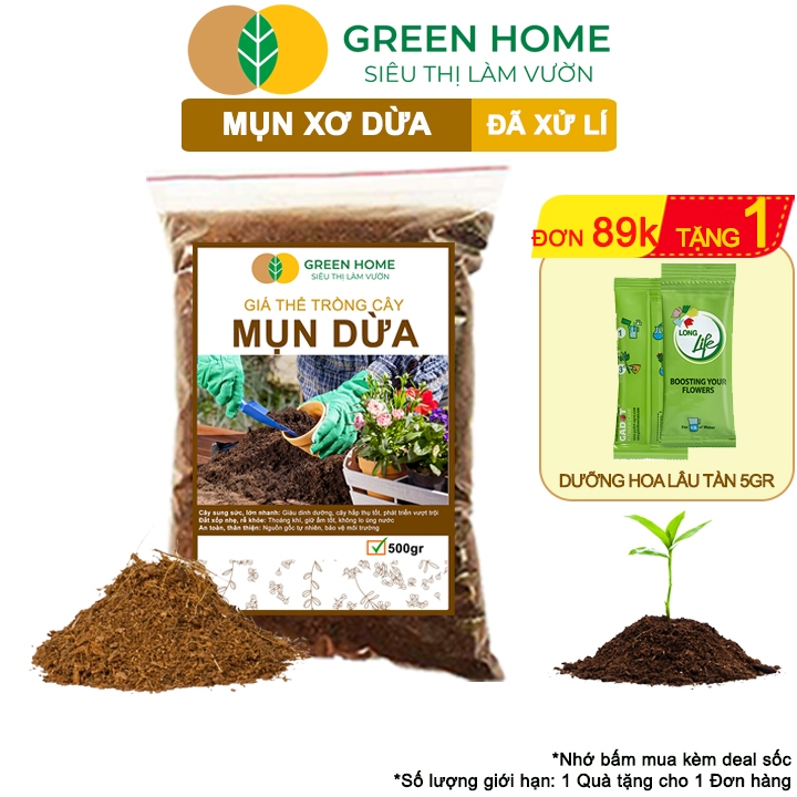 Ảnh Mụn Xơ Dừa Greenhome, Sfarm, Bao 500gr, Đã Qua Xử Lý, Chuyên Trồng Rau, Hoa Màu, Cây Ăn Trái 1