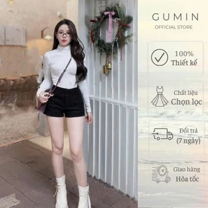 Quần sooc dạ GUMIN thiết kế quần cạp cao dáng ôm có túi sau và kèm lót trong dày dặn cao cấp sang trọng