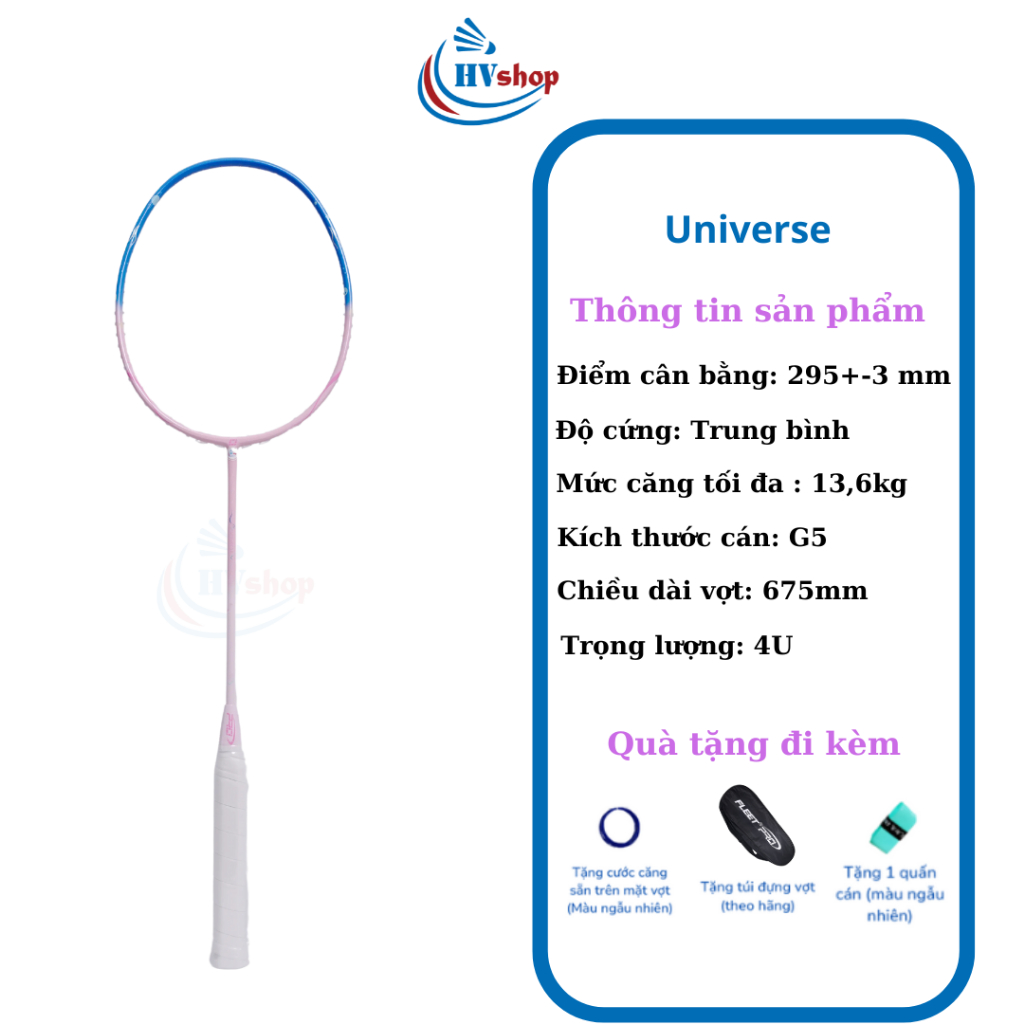 Vợt cầu lông - Vợt Pro Universe chính hãng, tặng cước căng sẵn, tặng bao đơn và quấn can - HVShop