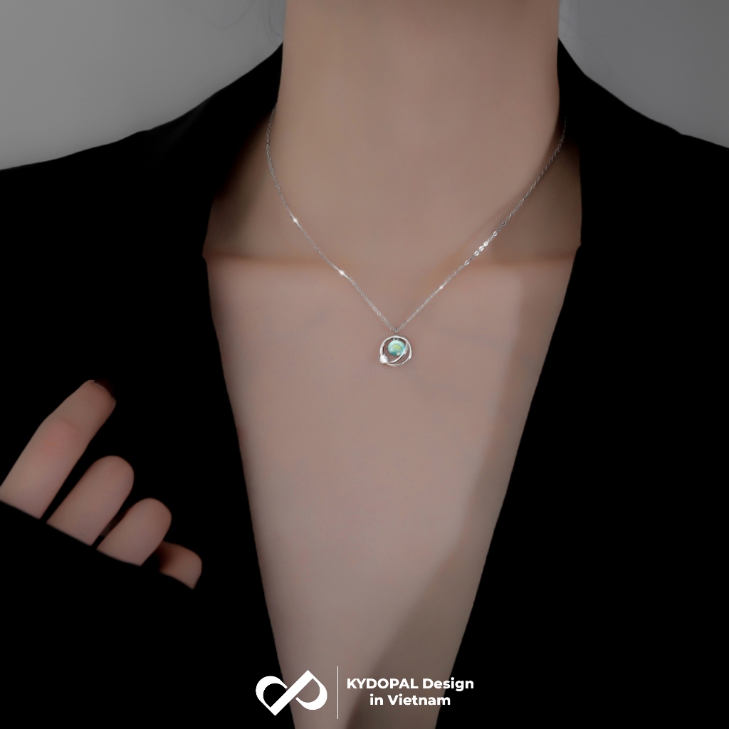 Ảnh Dây chuyền bạc nữ KYDOPAL đính đá moonstone tiểu hành tinh lấp lánh trang sức cá tính 925- PAL9B12C2 3