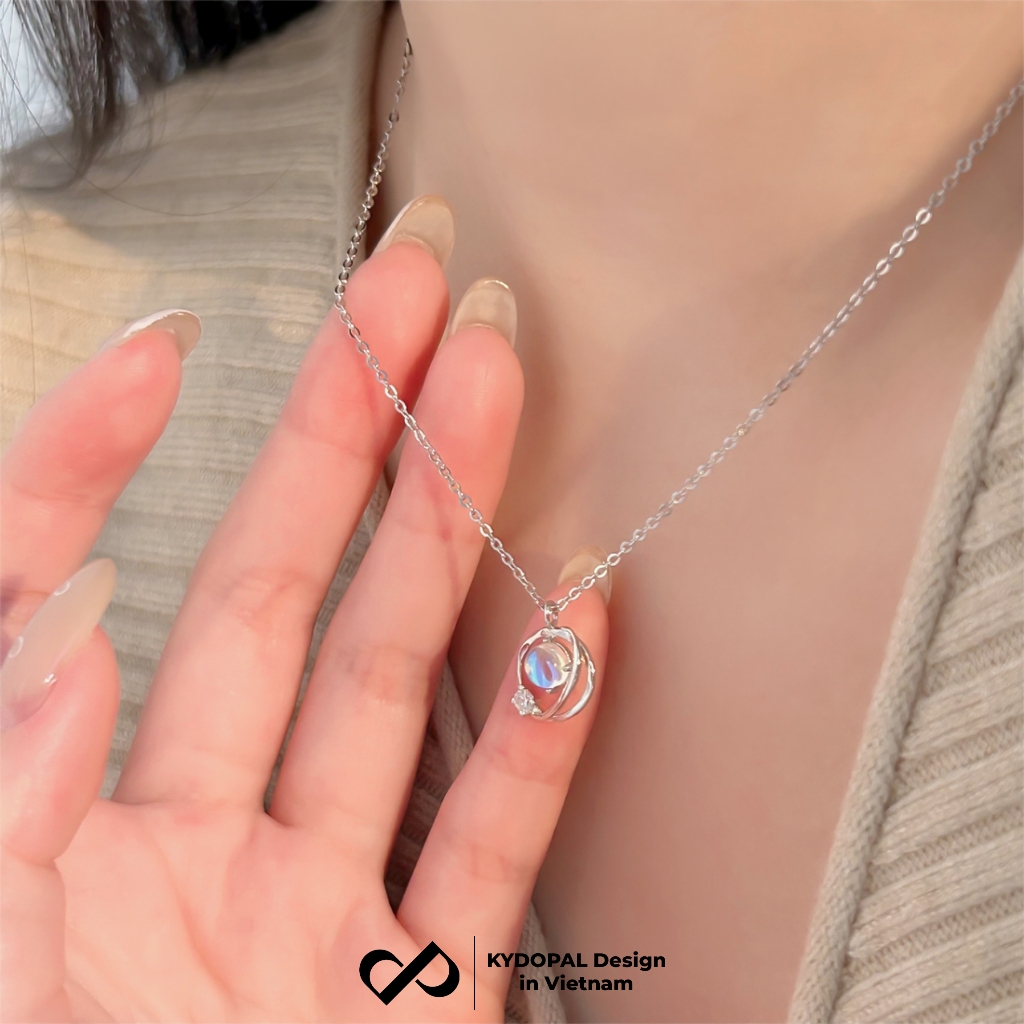 Ảnh Dây chuyền bạc nữ KYDOPAL đính đá moonstone tiểu hành tinh lấp lánh trang sức cá tính 925- PAL9B12C2 2