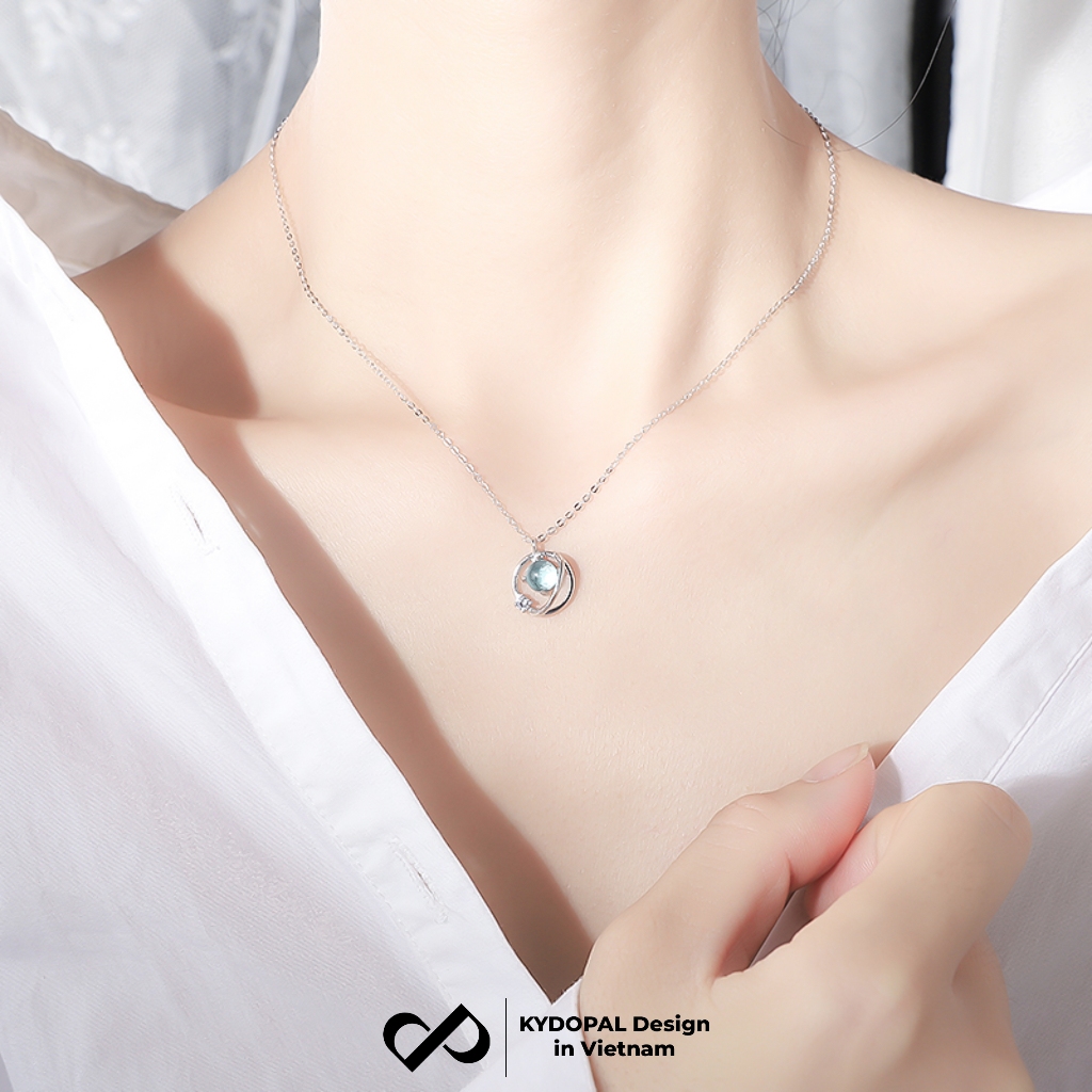 Ảnh Dây chuyền bạc nữ KYDOPAL đính đá moonstone tiểu hành tinh lấp lánh trang sức cá tính 925- PAL9B12C2 1