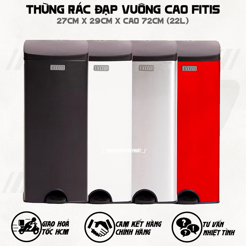 Thùng Rác Fitis Premium Đạp Vuông Cao | Shopee Việt Nam