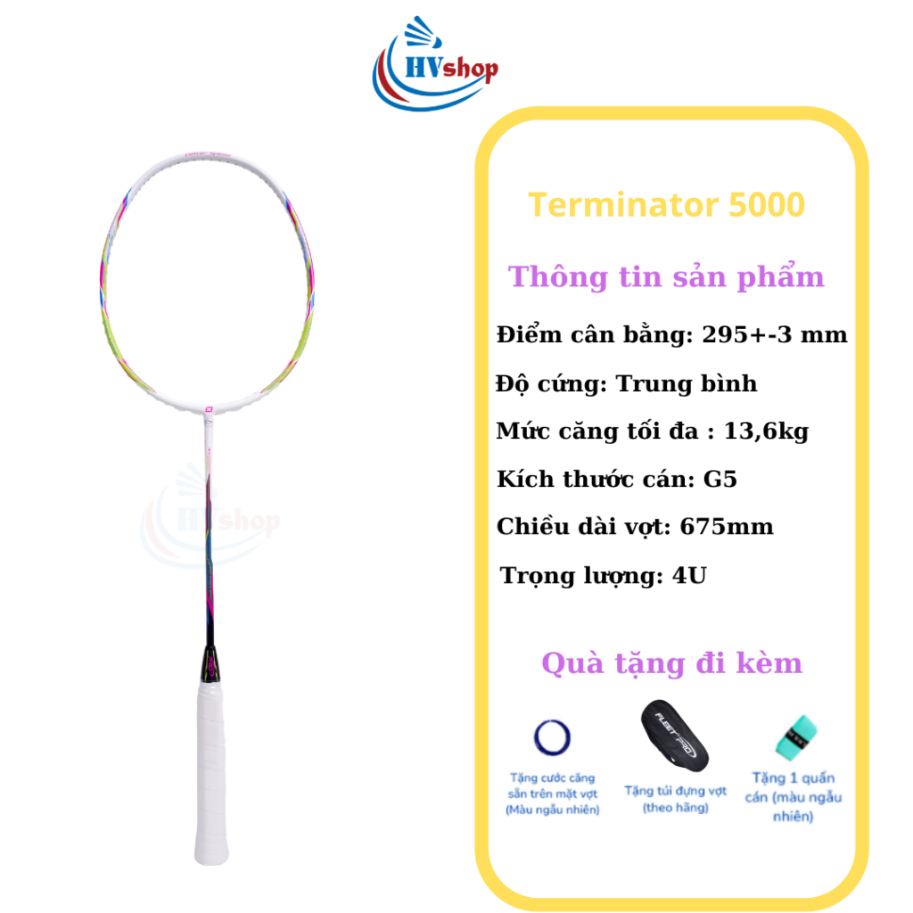 Vợt cầu lông - Vợt Pro Terminator 5000, 6000, 7000, 8000, 9000, tặng cước căng sẵn, quấn cán và bao đơn - HVShop