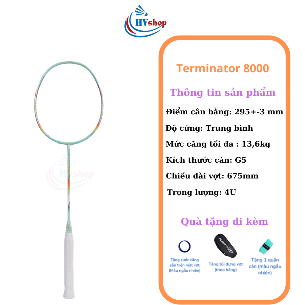 Vợt cầu lông - Vợt Pro Terminator 5000, 6000, 7000, 8000, 9000, tặng cước căng sẵn, quấn cán và bao đơn - HVShop
