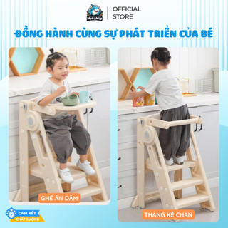 Giá Kê Chân Đa Năng 3IN1 Gấp Gọn Chống Trơn Trượt, Ghế Đứng Bếp Tăng Chiều Cao Kèm Khay Ăn Dặm C003