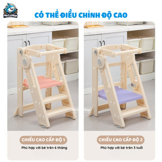 Giá Kê Chân Đa Năng 3IN1 Gấp Gọn Chống Trơn Trượt, Ghế Đứng Bếp Tăng Chiều Cao Kèm Khay Ăn Dặm C003
