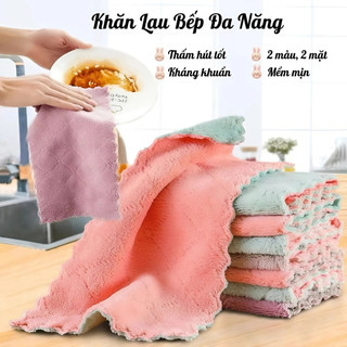 Khăn Lau Bếp Đa Năng Microfiber Set 20 Cái Siêu Thấm Hút Mềm Mịn 2 Mặt Lau Chén Bát Không Xơ Cao Cấp