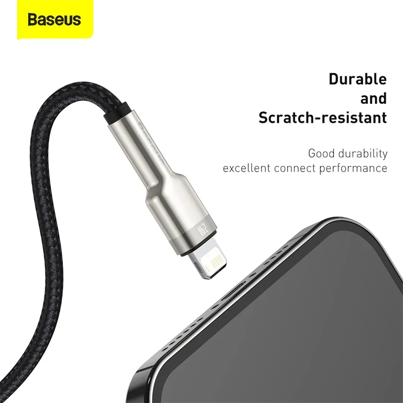 Cáp sạc nhanh Baseus Cafule Metal 20W Type-C to I.P, Đầu Hợp Kim Kẽm, Dây Dù Siêu Bền