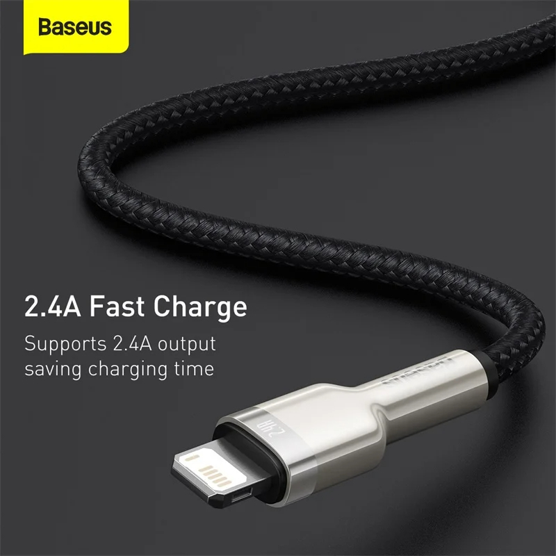 Cáp sạc nhanh Baseus Cafule Metal 20W Type-C to I.P, Đầu Hợp Kim Kẽm, Dây Dù Siêu Bền