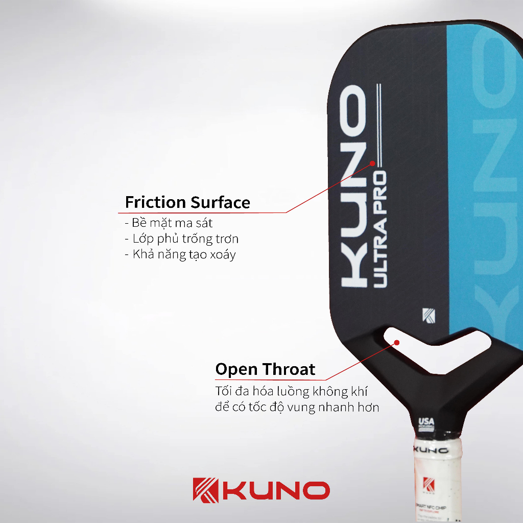 Ảnh Vợt Pickleball KUNO ULTRA PRO Chính Hãng, phù hợp mọi người chơi, dòng Carbon T700 cao cấp bền bỉ 4