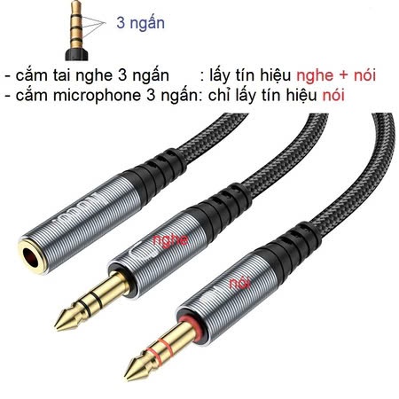 XD - Cáp chuyển đổi tai nghe 3.5mm sang mic và audio Hoco UPA21 , cáp gộp 2in1 dây bọc dù chắc chắn | BigBuy360 - bigbuy360.vn