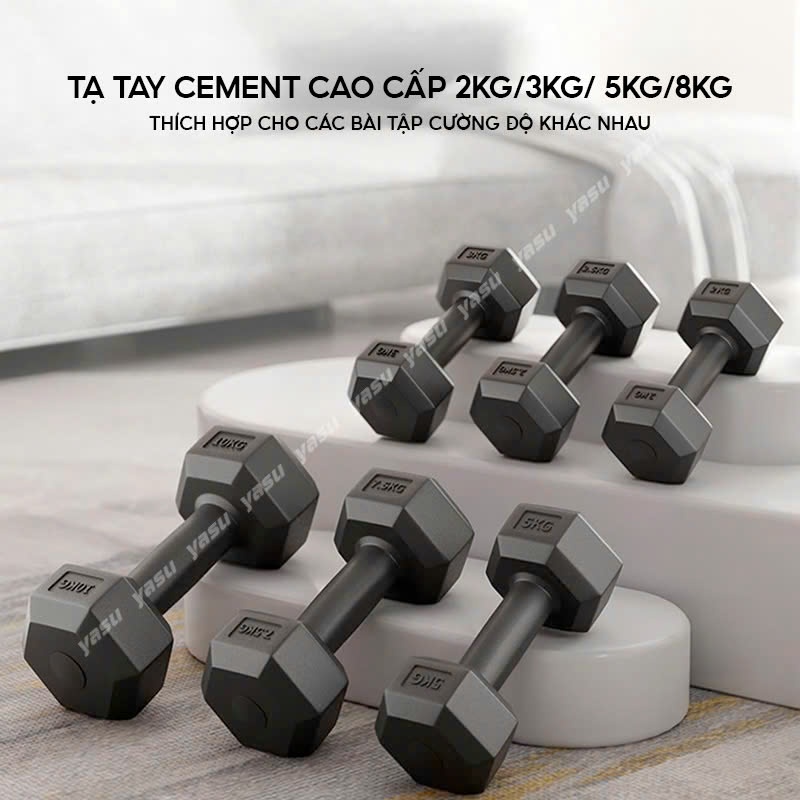 Ảnh Tạ Tay 2KG 3KG 5KG 8KG Cement hàng cao cấp Yasu thể Dục Tại Nhà Tập Gym Yoga Pilates 1